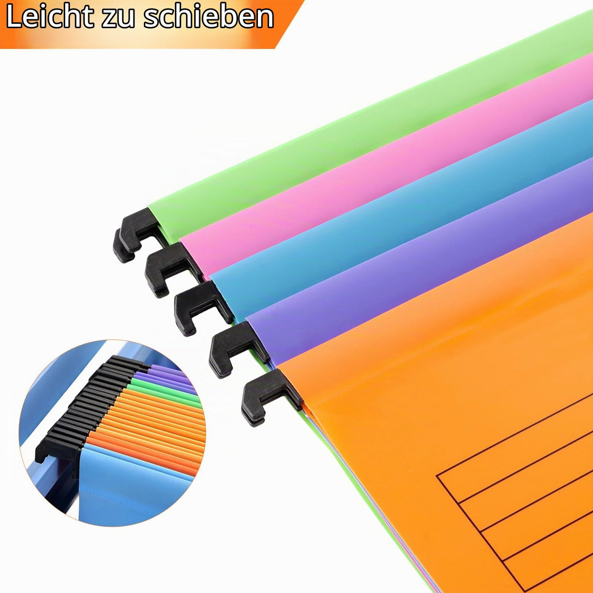 30 Stück Hängemappen A4 mit Tabs, 5 Farben, für Büro und Homeoffice