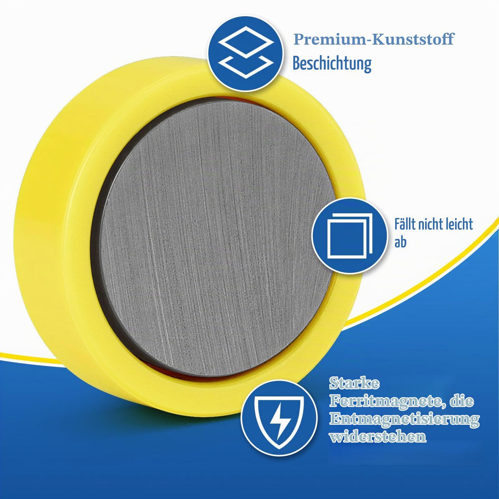 Wukong 6 Stück Magnettafel Memotafel, 30x3cm Weiß Selbstklebend Magnetleisten mit 16 Stück Runden Starke Magnete für Büro, Pinnwand, Fotowand, Dokumente und Kühlschrank