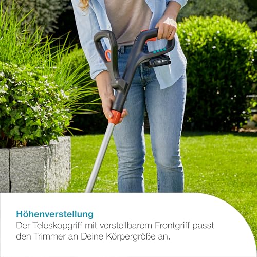 Gardena Akku-Rasentrimmer EasyCut 23/18V P4A Solo: Leistungsstark, Leichtgewicht, Teleskopgriff, Neigbarer Trimmerkopf, Kabellos (14700-55)