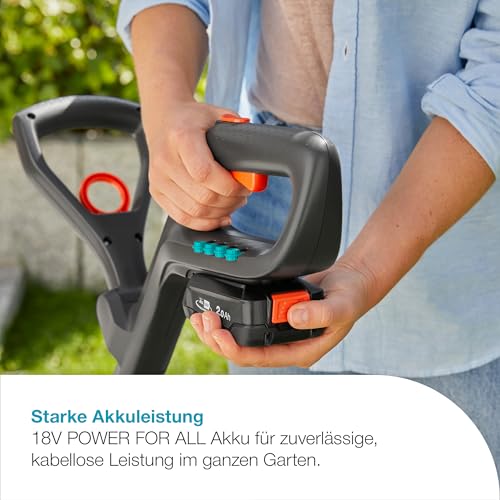 Gardena Akku-Rasentrimmer EasyCut 23/18V P4A Solo: Leistungsstark, Leichtgewicht, Teleskopgriff, Neigbarer Trimmerkopf, Kabellos (14700-55)