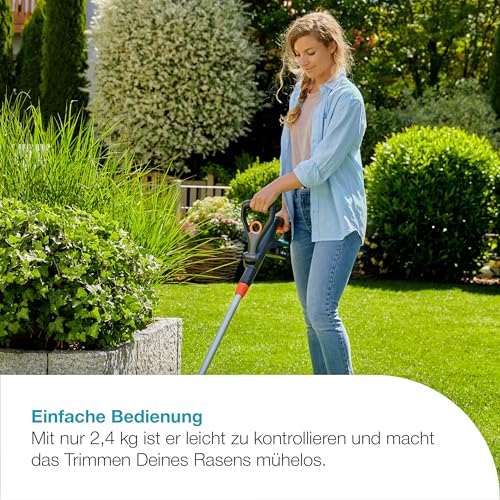 Gardena Akku-Rasentrimmer EasyCut 23/18V P4A Solo: Leistungsstark, Leichtgewicht, Teleskopgriff, Neigbarer Trimmerkopf, Kabellos (14700-55)
