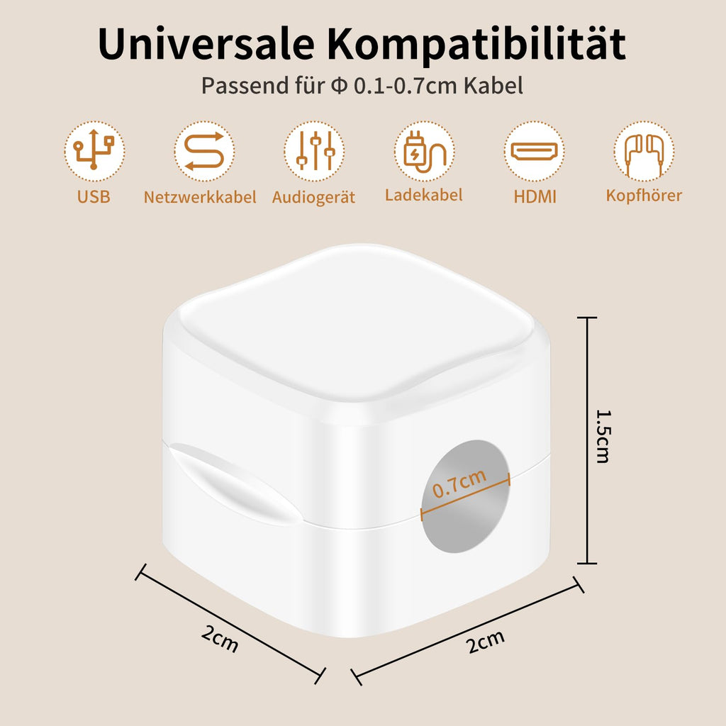 6-Pack Kabelhalter Schreibtisch, NISTARCE Kabelorganizer, Kabelclips Magnetisch[Starker Kleber] Telefon-Ladungskabel-Organisator für Schreibtisch, Zuhause, Büro, Auto (Weiß)