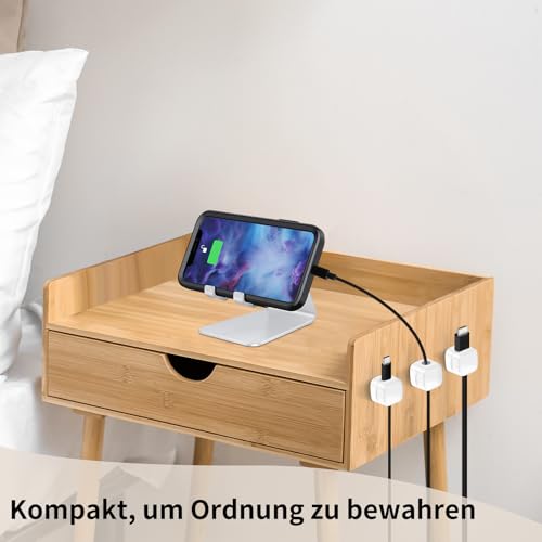 6-Pack Kabelhalter Schreibtisch, NISTARCE Kabelorganizer, Kabelclips Magnetisch[Starker Kleber] Telefon-Ladungskabel-Organisator für Schreibtisch, Zuhause, Büro, Auto (Weiß)