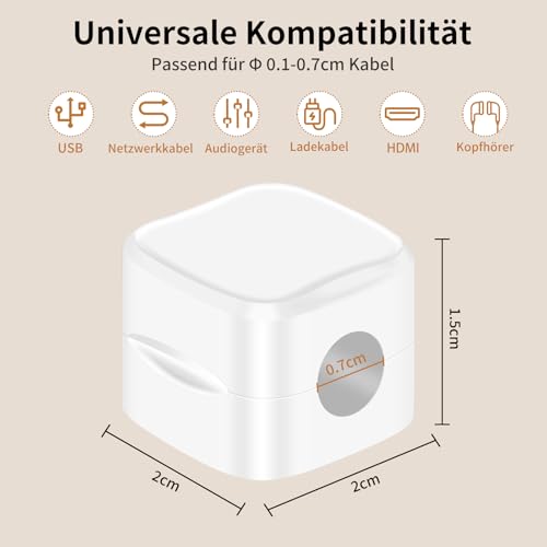 6-Pack Kabelhalter Schreibtisch, NISTARCE Kabelorganizer, Kabelclips Magnetisch[Starker Kleber] Telefon-Ladungskabel-Organisator für Schreibtisch, Zuhause, Büro, Auto (Weiß)