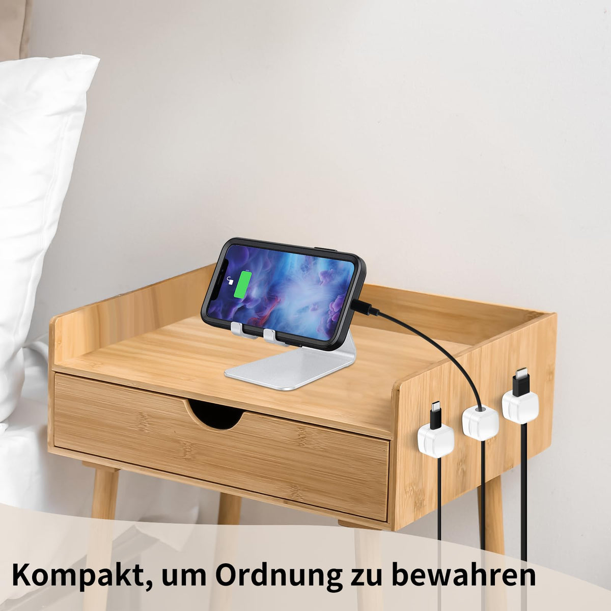 6-Pack Kabelhalter Schreibtisch, NISTARCE Kabelorganizer, Kabelclips Magnetisch[Starker Kleber] Telefon-Ladungskabel-Organisator für Schreibtisch, Zuhause, Büro, Auto (Weiß)