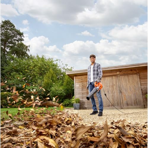 BLACK+DECKER Elektro-Axial-Laubgebläse BEBL184-QS (1.850W, Laubbläser mit hoher Blasgeschwindigkeit von 190 Km/H, Luftvolumen 765 m³/H, integrierter Laubkratzer)