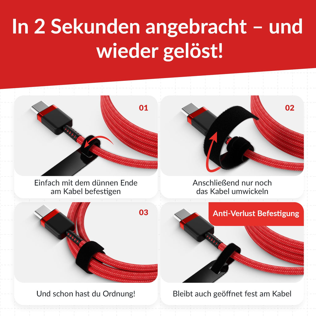 Basic Straps Klett-Kabelbinder, 17cm x 14mm, Schwarz, 10 St
