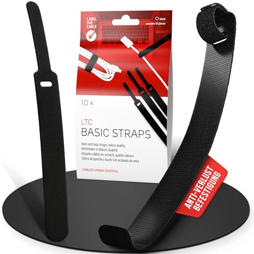 Basic Straps Klett-Kabelbinder, 17cm x 14mm, Schwarz, 10 St