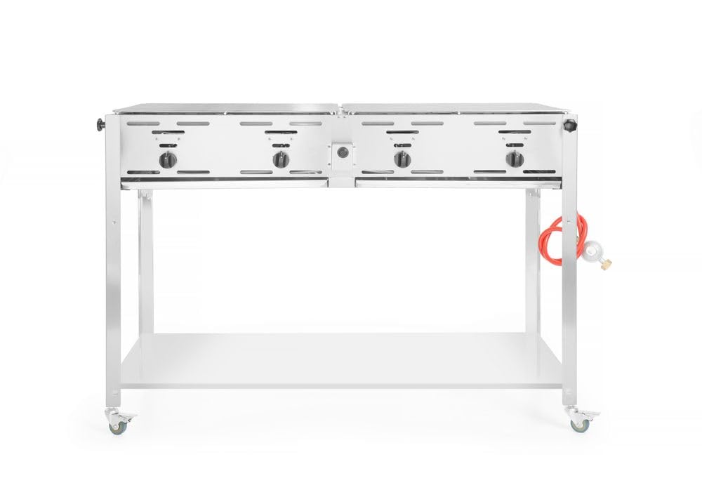 HENDI Grill-Master Quattro, Elektronisches Zündung, mit Gasschlauch und Druckminderer, nur für Verwendung im Aussenbereich, 22kW(Hs), 1270x525x(H)840mm, Edelstahl 18/0, Large