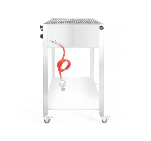 HENDI Grill-Master Quattro, Elektronisches Zündung, mit Gasschlauch und Druckminderer, nur für Verwendung im Aussenbereich, 22kW(Hs), 1270x525x(H)840mm, Edelstahl 18/0, Large