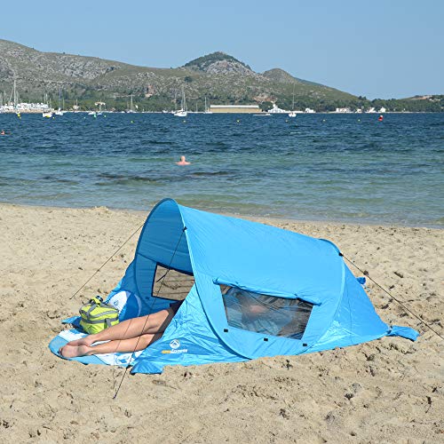 outdoorer Pop up Strandmuschel Zack Premium - Wurfmuschel mit UV 80 Sonnenschutz, Strandzelt, Windschutz