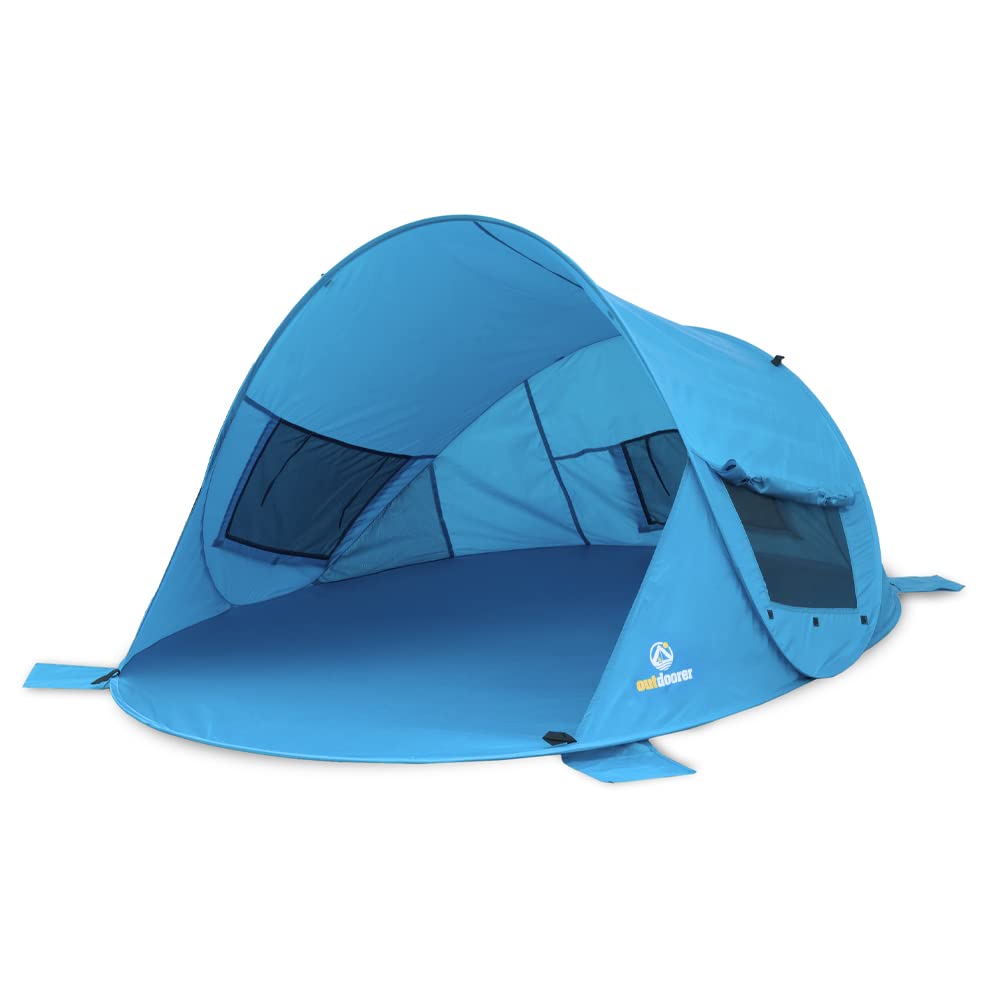 outdoorer Pop up Strandmuschel Zack Premium - Wurfmuschel mit UV 80 Sonnenschutz, Strandzelt, Windschutz
