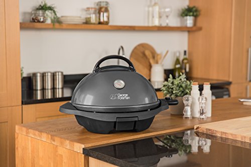 George Foreman Grill 2in1 Elektrogrill [Testsieger]: Standgrill & Tischgrill (Innen- & Außennutzung, Balkon & Küche, Ø44,5cm, Temperaturanzeige, Fettauffangschale, 2400W) Kugelgrill 22460-56, Schwarz