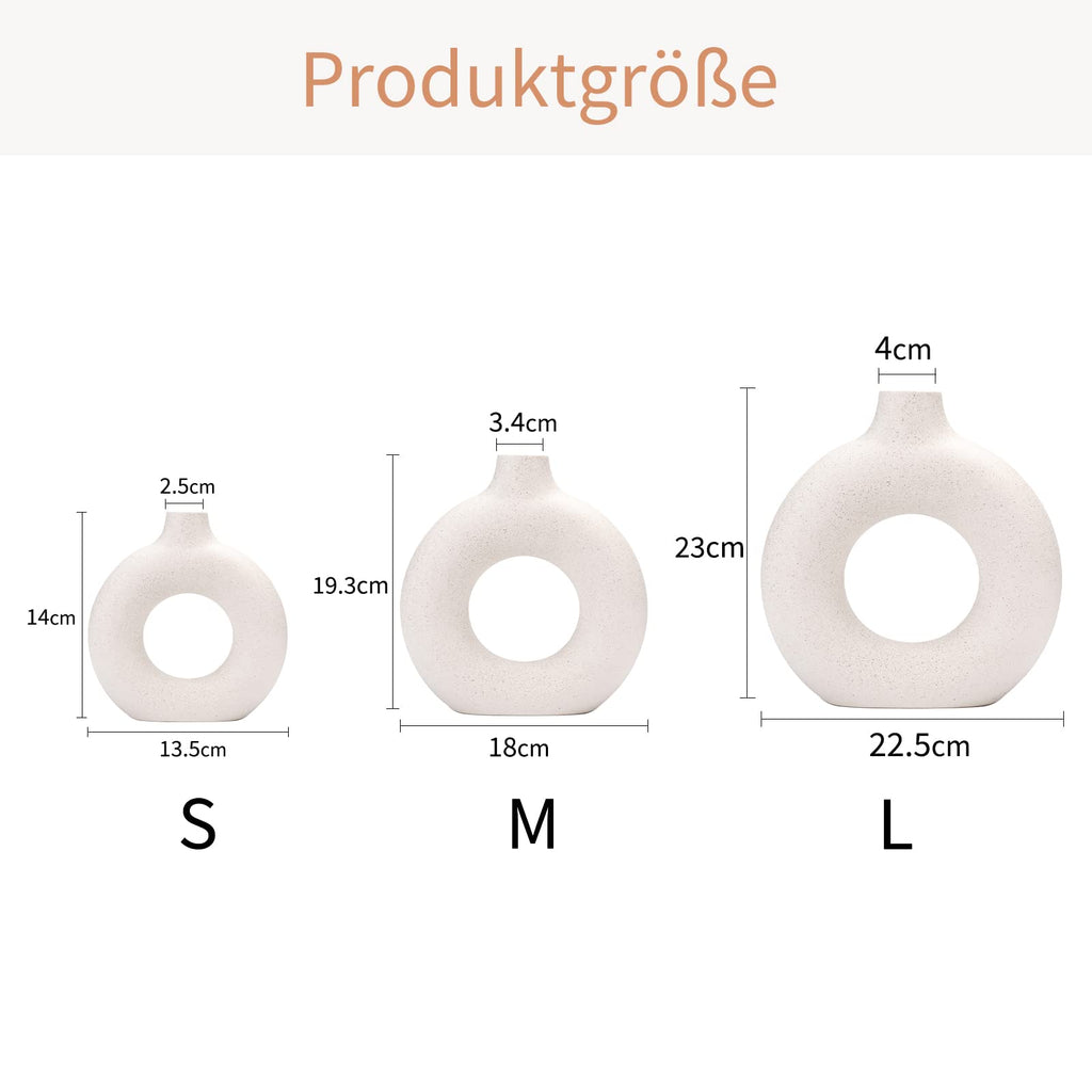 CEMABT Vasen für Pampasgras, handgemachte Vase, getrocknete Blumen, Keramik, Weiß, Handwerkliche Ornamente für die Dekoration des Bürohauses, Vasenset (S, Beige)