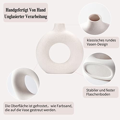 CEMABT Vasen für Pampasgras, handgemachte Vase, getrocknete Blumen, Keramik, Weiß, Handwerkliche Ornamente für die Dekoration des Bürohauses, Vasenset (S, Beige)