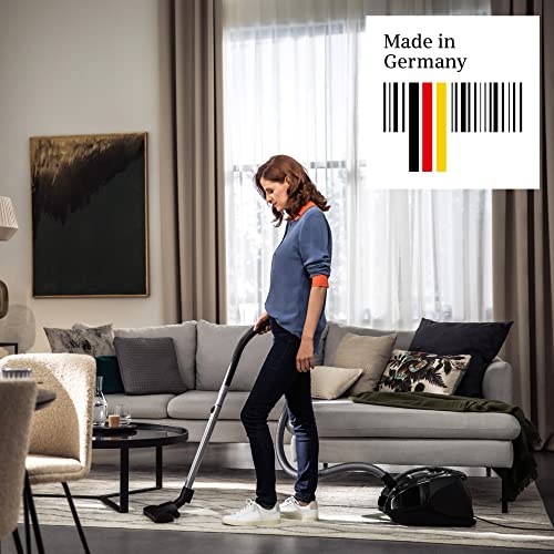 Siemens Staubsauger mit Beutel synchropower VS06B112A, Bodenstaubsauger, Hygiene-Filter, Bodendüse für Parkett, Teppich, Fliesen, starke Saugleistung, langes Kabel, Fugendüse, 700 W, schwarz