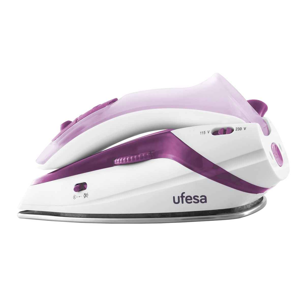 Ufesa Reise-Dampfbügeleisen PV0500, Reisebügeleisen mit Klappgriff, 1100W Leistung, Antihaft Bügelsole, Doppelspannung 110-230V, Edelstahlsohle