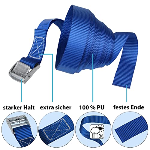 BB Sport Spanngurte Zurrgurt Klemmschloss Blau 250 kg 4er Pack 2,5cm x 4m
