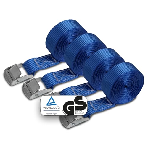 BB Sport Spanngurte Zurrgurt Klemmschloss Blau 250 kg 4er Pack 2,5cm x 4m