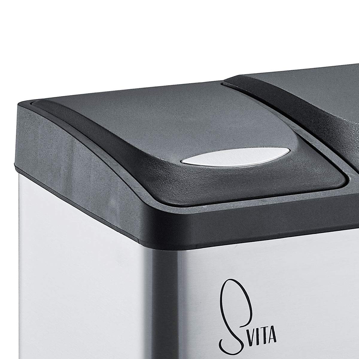 SVITA TC2X15 Edelstahl Küchen-Eimer 30 Liter Silber 2x15L doppelter Abfalleimer 2er-Mülleimer Mülltrennung mit Inneneimer große Abfallbehälter Treteimer Küche Bad