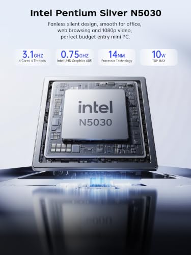 ACEMAGICIAN Mini PC Intel N5030 (bis zu 3,1 GHz) 12GB RAM 256GB SSD