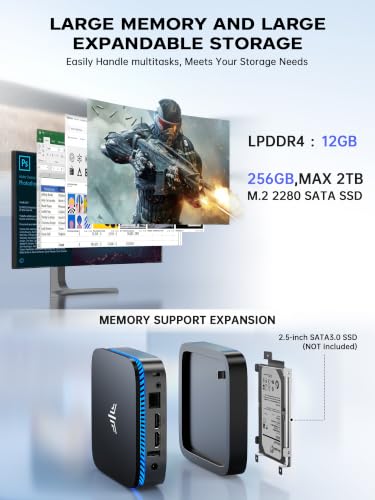 ACEMAGICIAN Mini PC Intel N5030 (bis zu 3,1 GHz) 12GB RAM 256GB SSD