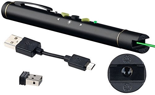 Laserpointer grün: Multimedia-Presenter mit grünem Laser-Pointer, Akku, 2,4-GHz-Funk (Laserpointer stark, PC Fernbedienung, läserpointer)