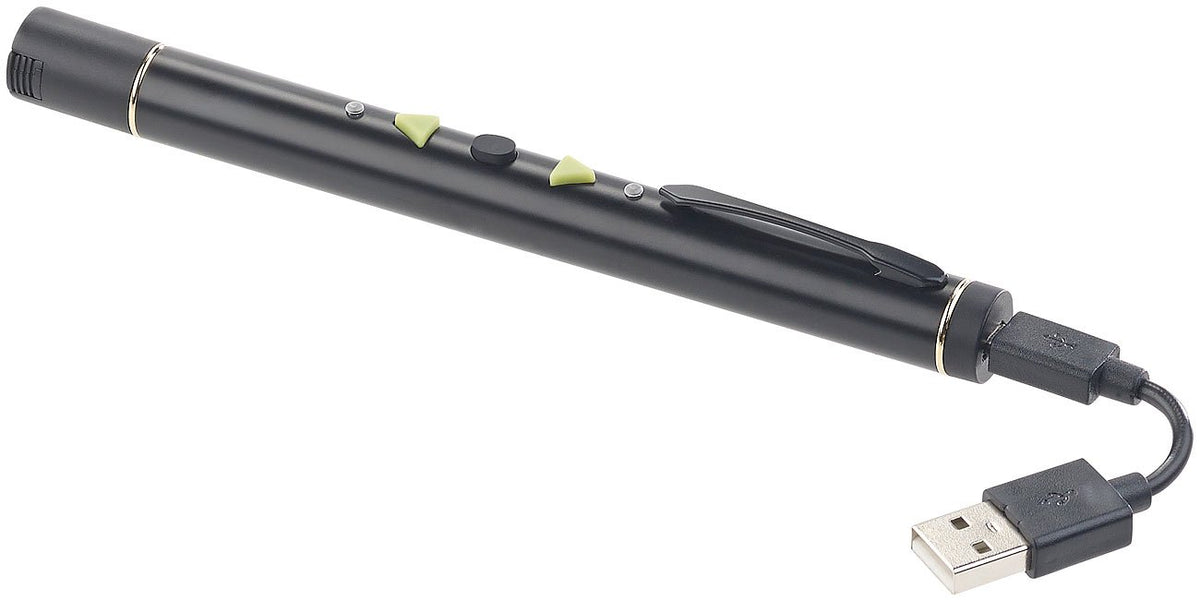 Laserpointer grün: Multimedia-Presenter mit grünem Laser-Pointer, Akku, 2,4-GHz-Funk (Laserpointer stark, PC Fernbedienung, läserpointer)