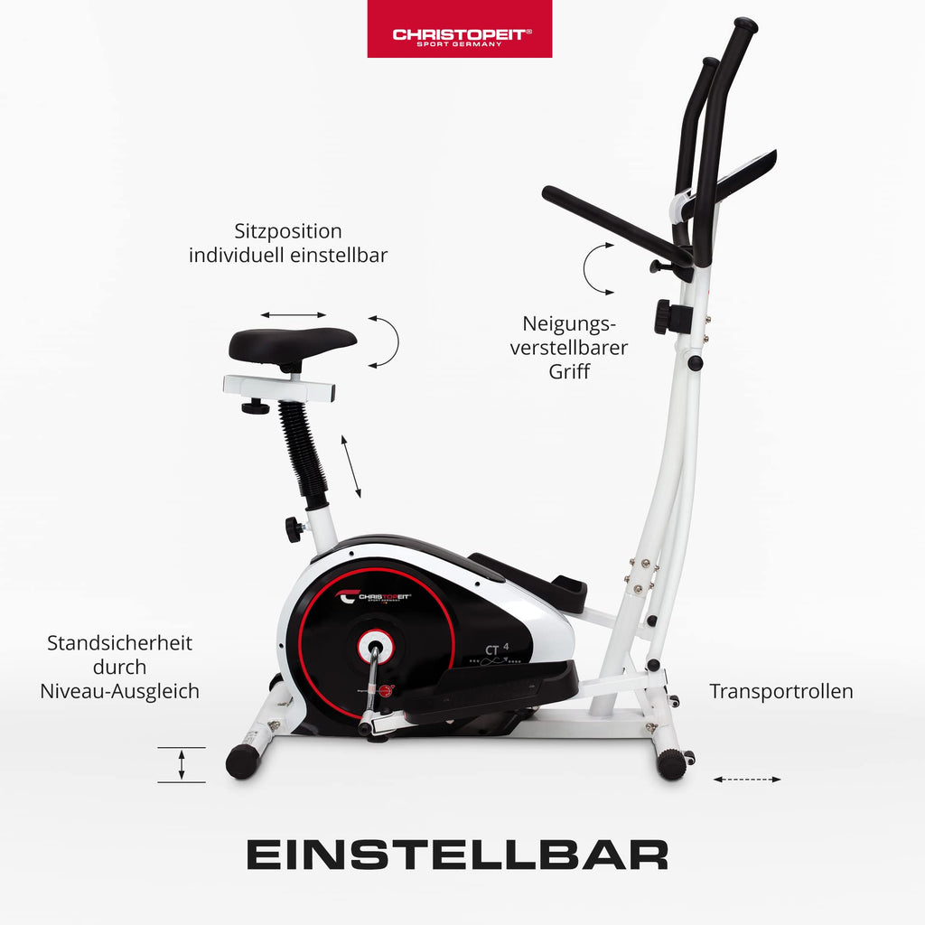 Christopeit Crosstrainer – 2-in-1 Cross- & Heimtrainer mit 7 kg Magnet-Bremse & 8 Widerstandsstufen – Leises Training, LCD-Display, Puls-Sensoren & Tablet-Halterung – Gelenkschonend