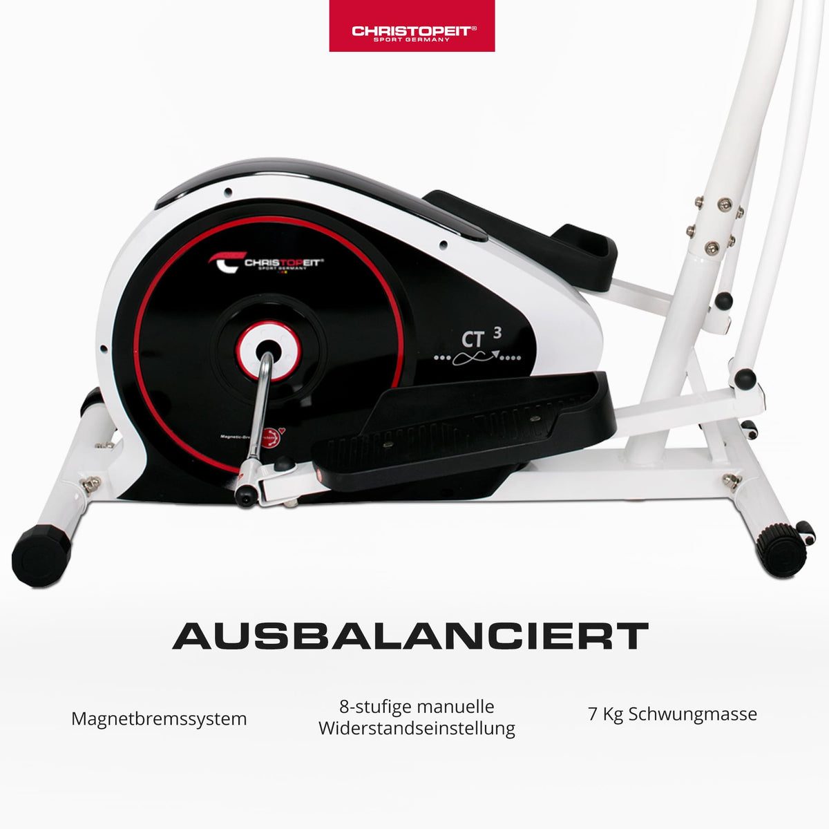 Christopeit Crosstrainer – 2-in-1 Cross- & Heimtrainer mit 7 kg Magnet-Bremse & 8 Widerstandsstufen – Leises Training, LCD-Display, Puls-Sensoren & Tablet-Halterung – Gelenkschonend