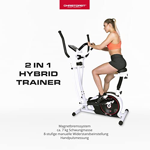 Christopeit Crosstrainer – 2-in-1 Cross- & Heimtrainer mit 7 kg Magnet-Bremse & 8 Widerstandsstufen – Leises Training, LCD-Display, Puls-Sensoren & Tablet-Halterung – Gelenkschonend