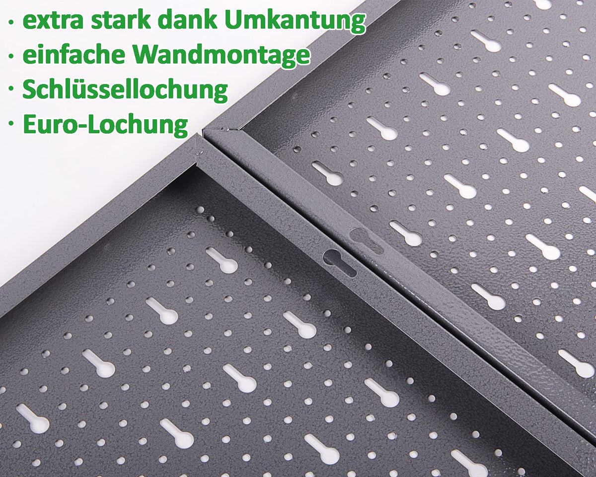 Ondis24 Werkzeugwand Lochwand aus Metall Werkstattwand mit Euro-Lochung 60 x 40 cm