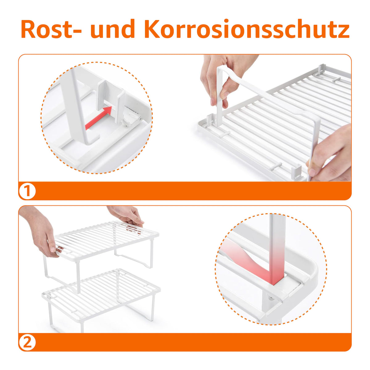 Amazon Basics Legierter Stahl Aufbewahrungsregale für die Küche, stapelbar, Weiß