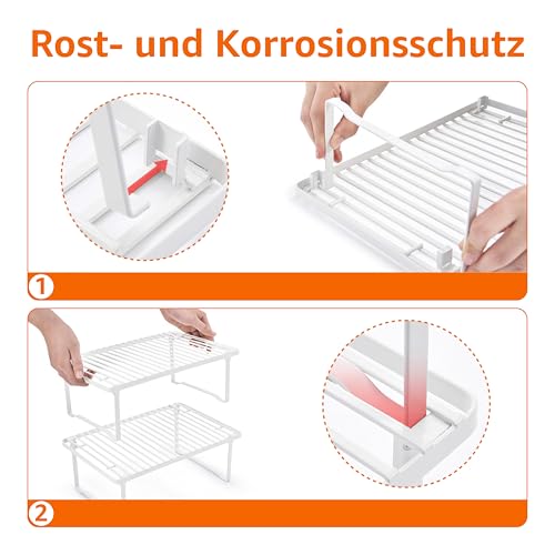 Amazon Basics Legierter Stahl Aufbewahrungsregale für die Küche, stapelbar, Weiß