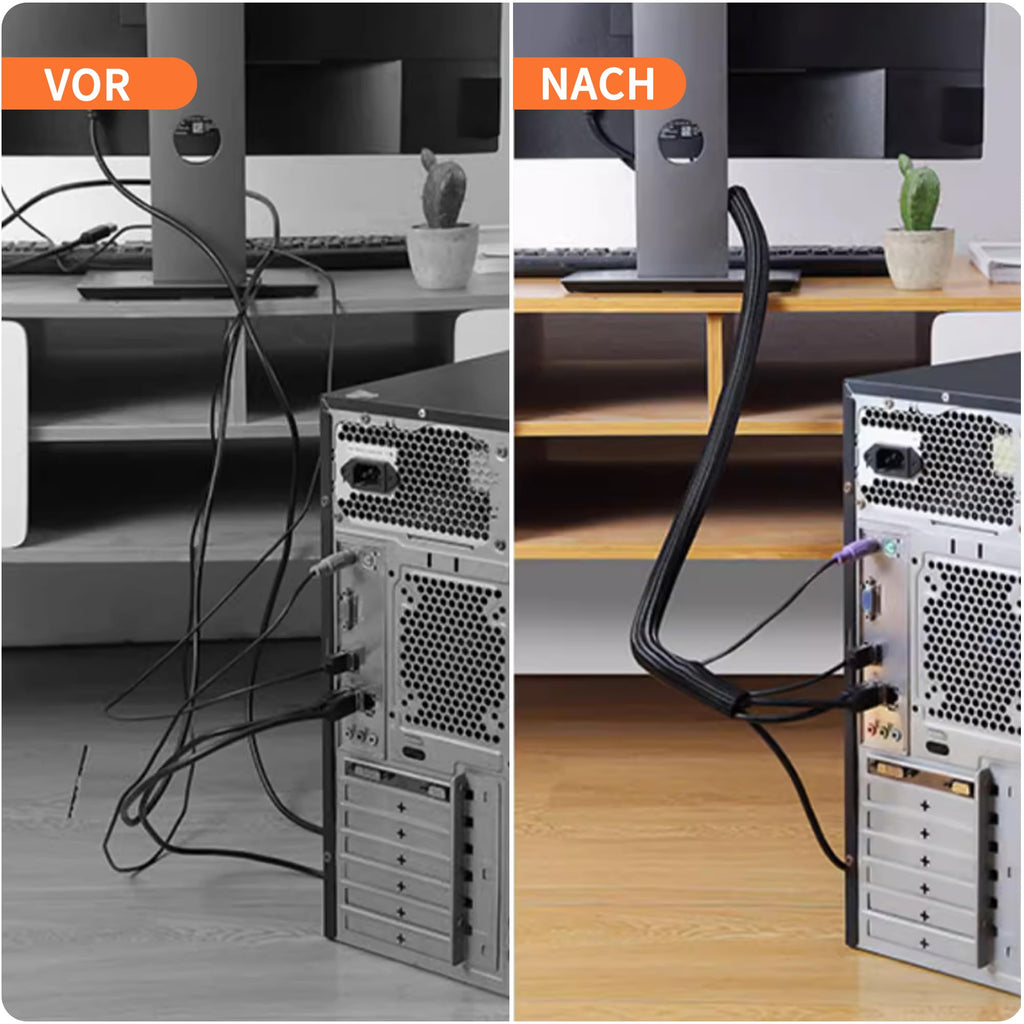 Taiyeestar 5m Kabelschlauch Schwarz, 5-10mm Kabelschutzschlauch, Kabel Verstecken, Kabelkanal Flexibel Gewebeschlauch, Kabelschlauch Selbstschließend für Schreibtisch, TV, Computer