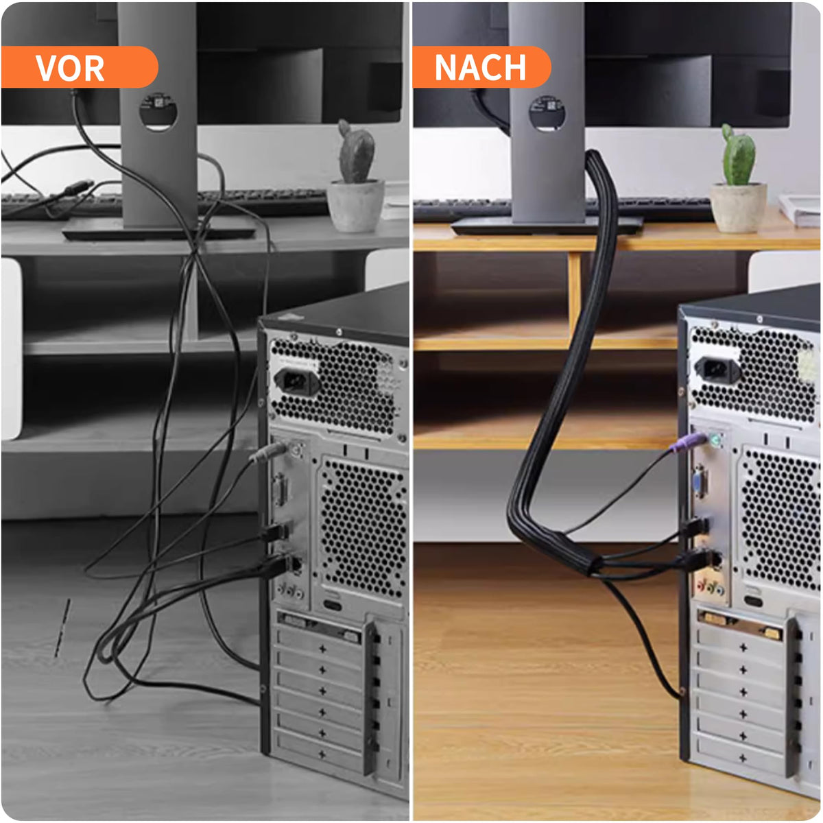 Taiyeestar 5m Kabelschlauch Schwarz, 5-10mm Kabelschutzschlauch, Kabel Verstecken, Kabelkanal Flexibel Gewebeschlauch, Kabelschlauch Selbstschließend für Schreibtisch, TV, Computer