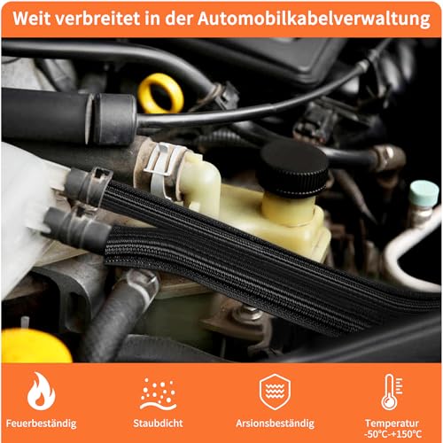 Taiyeestar 5m Kabelschlauch Schwarz, 5-10mm Kabelschutzschlauch, Kabel Verstecken, Kabelkanal Flexibel Gewebeschlauch, Kabelschlauch Selbstschließend für Schreibtisch, TV, Computer