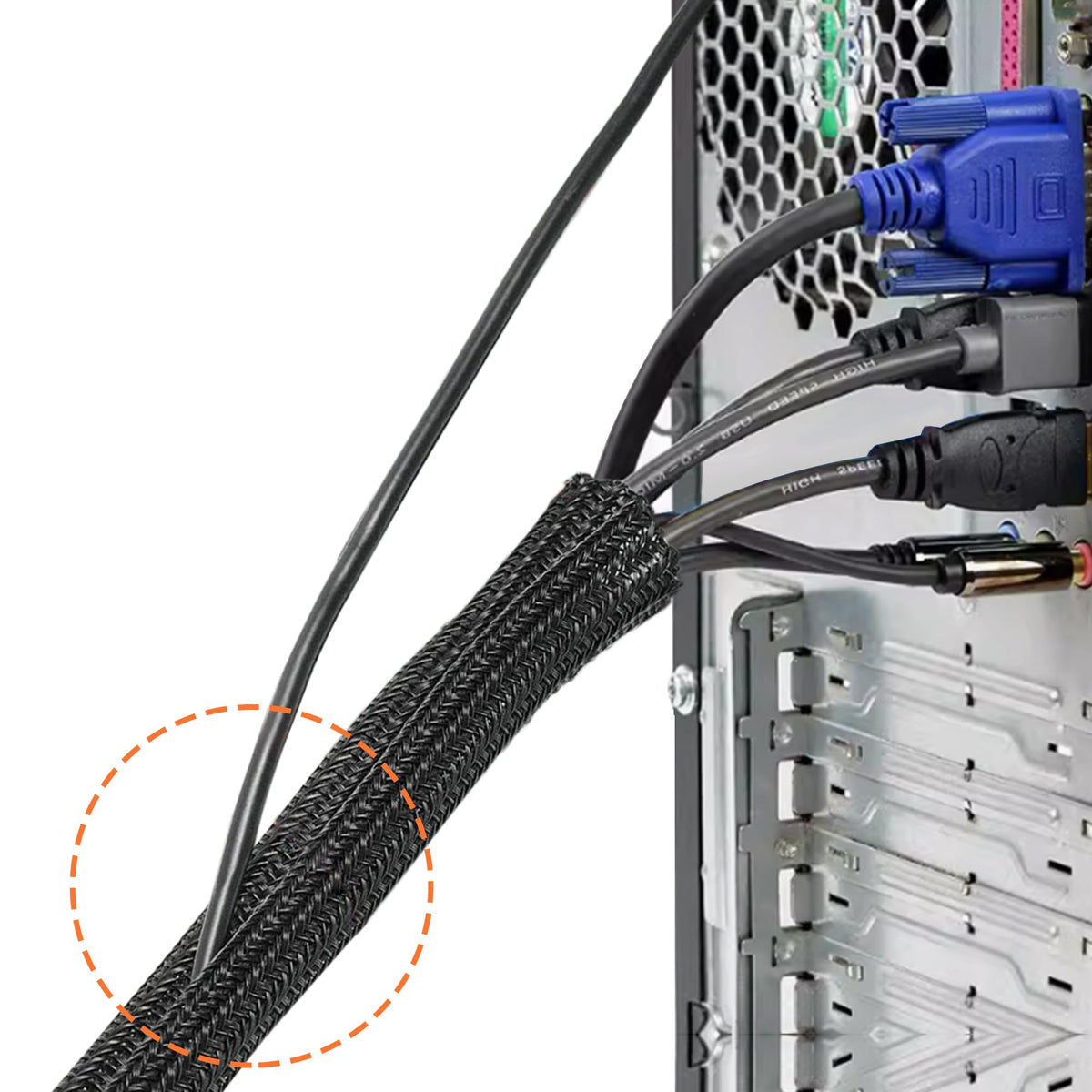 Taiyeestar 5m Kabelschlauch Schwarz, 5-10mm Kabelschutzschlauch, Kabel Verstecken, Kabelkanal Flexibel Gewebeschlauch, Kabelschlauch Selbstschließend für Schreibtisch, TV, Computer