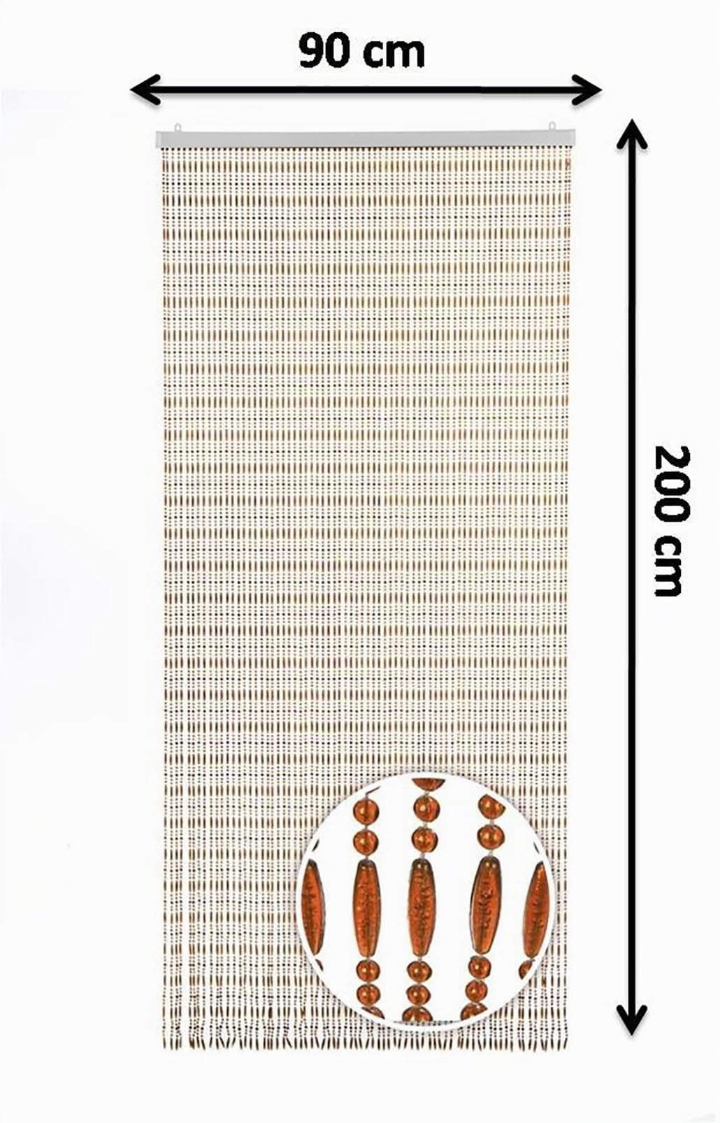 Kobolo Türvorhang Amber Perlenvorhang Dekovorhang rechteckig 90x200 cm