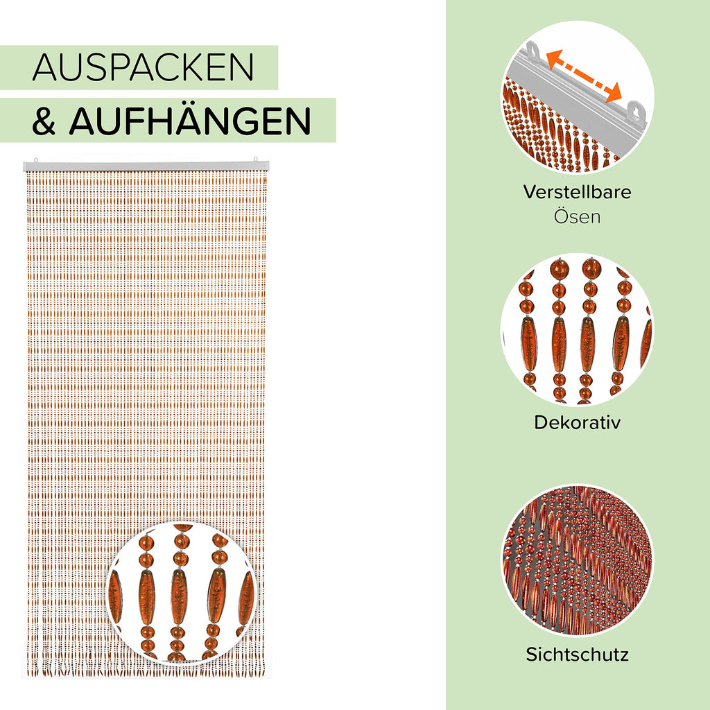 Kobolo Türvorhang Amber Perlenvorhang Dekovorhang rechteckig 90x200 cm