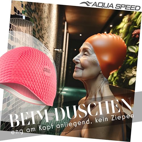 Aqua Speed Badekappe | Damen | Bademütze Aqua Fitness | auch für Lange Haare | Latex Bombastic & Tic TOC