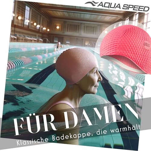 Aqua Speed Badekappe | Damen | Bademütze Aqua Fitness | auch für Lange Haare | Latex Bombastic & Tic TOC