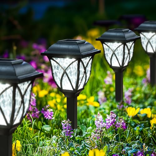GIGALUMI Solarlampen für außen, 6 Stück LED Solar Gartenleuchten, solarbetriebene Lichter für Garten, Terrasse, Balkon, Landschaft, Gehweg, Pfad (Warmweiß)