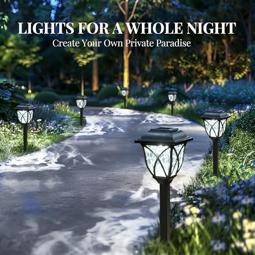 GIGALUMI Solarlampen für außen, 6 Stück LED Solar Gartenleuchten, solarbetriebene Lichter für Garten, Terrasse, Balkon, Landschaft, Gehweg, Pfad (Warmweiß)