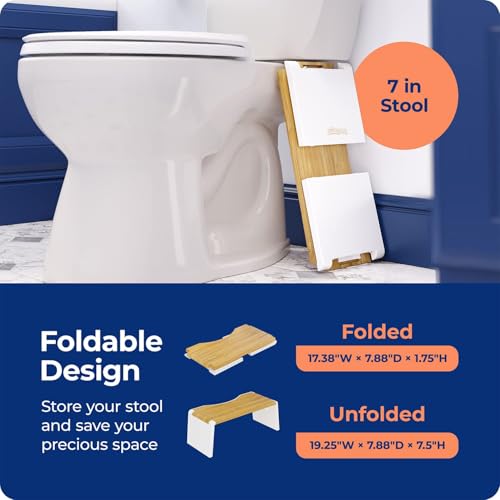Squatty Potty Stockholm Falten Bambus Toilette Hocker, 7-Zoll Collapsible, Braun und Weiß