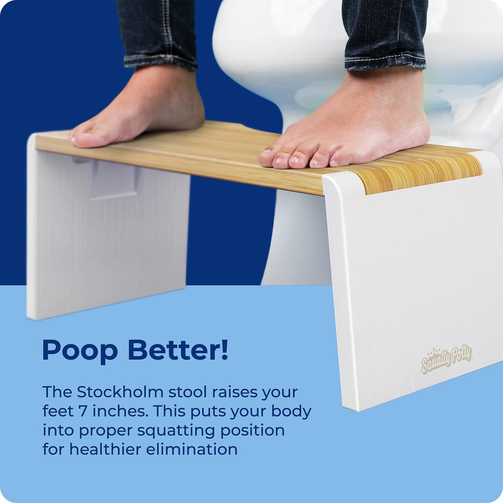 Squatty Potty Stockholm Falten Bambus Toilette Hocker, 7-Zoll Collapsible, Braun und Weiß