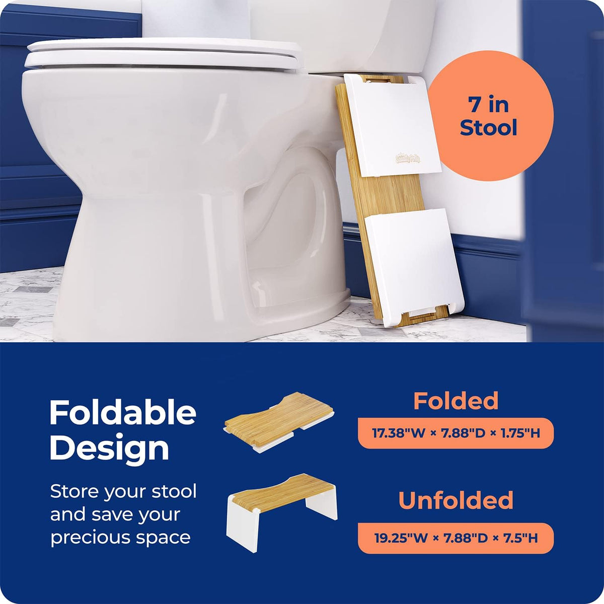 Squatty Potty Stockholm Falten Bambus Toilette Hocker, 7-Zoll Collapsible, Braun und Weiß