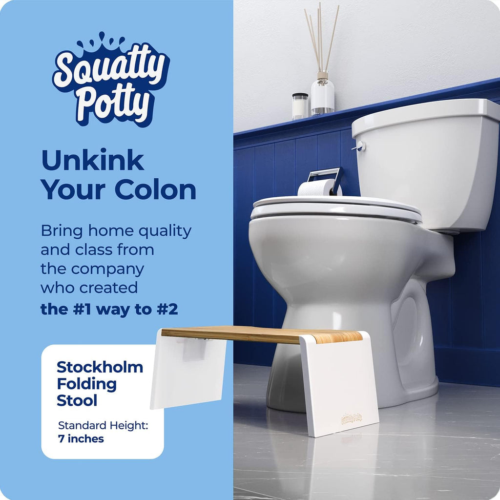 Squatty Potty Stockholm Falten Bambus Toilette Hocker, 7-Zoll Collapsible, Braun und Weiß