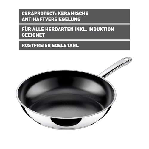 Silit Talis Bratpfanne Induktion 28 cm, Edelstahl Bratpfanne beschichtet, Pfanne Keramikbeschichtung, backofenfest