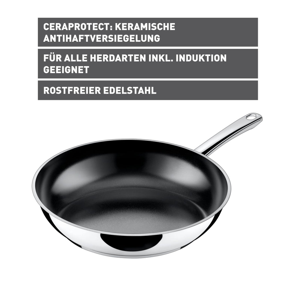 Silit Talis Bratpfanne Induktion 28 cm, Edelstahl Bratpfanne beschichtet, Pfanne Keramikbeschichtung, backofenfest